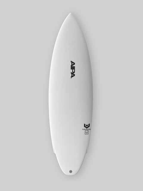5'7" x 19 1/2" x 2 5/8" 29.48L Varial Foam core and Infused Glass for a long lasting, highly responsive board  Medium rocker is able to adapt to everyday conditions Ideal for small surf and everyday conditions+ Standard Glass: 4 + 4oz deck, 4oz bottom  Polyester Resin  Quad Fin, Futures Black