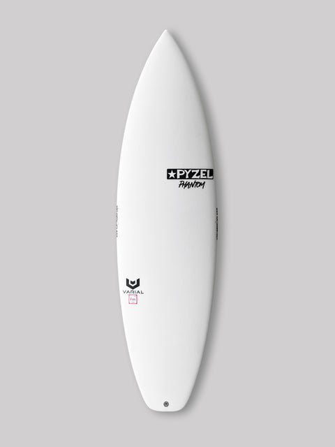 5'9" x 19 1/8" x 2 3/8" 27.3L  Varial Foam core and Infused Glass for a long lasting, highly responsive board Polyester Resin The Phantom is squashed down, souped up, with added volume   Great for your everyday sessions in less than epic conditions Rails are full but not chunky, giving you more floatation and speed Best in waist-high to overhead waves of all types the Phantom is your daily driver with a high performance edge Standard Glass: 4 + 4oz deck, 4oz bottom  3-Fin, Futures Black