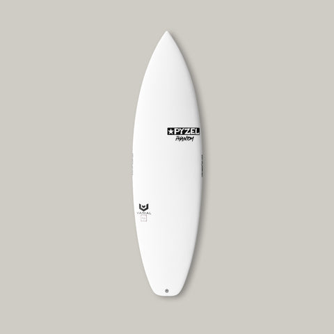 5'9" x 19 1/4" x 2 7/16" 28.6L Varial Foam core and Infused Glass for a long lasting, highly responsive board Polyester Resin The Phantom is squashed down, souped up, with added volume Standard Glass: 4 + 4oz deck, 4oz bottom 3-Fin, Futures Black