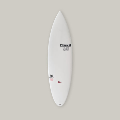 Ghost 6'3" x 19 7/8" x 2 3/4" 34.3L Varial Foam core and Infused Glass for a long lasting, highly responsive board Polyester Resin A super versatile board and one of JJF's favorites for all kinds of waves. Rocker is med/low through the front half to get you into waves easily and pick up speed quickly Wide point slightly past middle, but nose and tail are pulled in to fit tighter curves. Standard Glass: 4 + 4oz deck, 4oz bottom 3-Fin, Futures Black