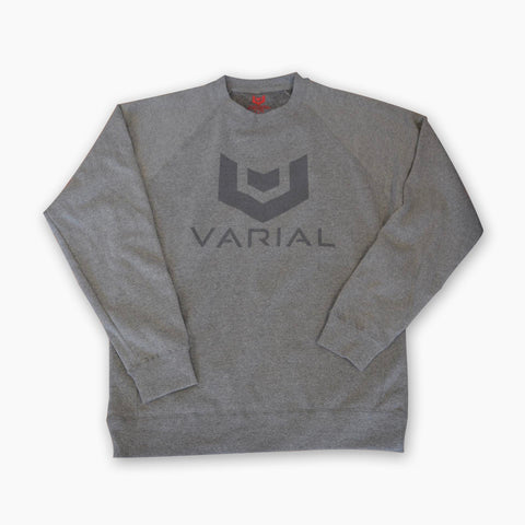 Varial surf technology surf brand clothing. Grey super soft sweatshirt with varials signature logo.