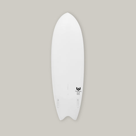 5'8" x 20 1/4" x 2 1/2" For the softer, quicker waves that fits between your shortboard and a keel fish Plenty of volume, but refined in the tips to stay sensitive and not fight your transitions between shortboard and alternative Good for knee high to overhead. Airs, tubes, slop, slashes…Covered 100% made in the USA Polyester Resin Strong Infused Glass Technology: 6 + 4oz deck, 6oz bottom Twin Fin, Futures - White Wills Fish